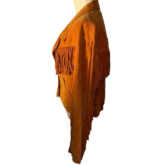 Awesome Soft Faux Suede burnt orange Fringe jacket - Picture 10 of 10
